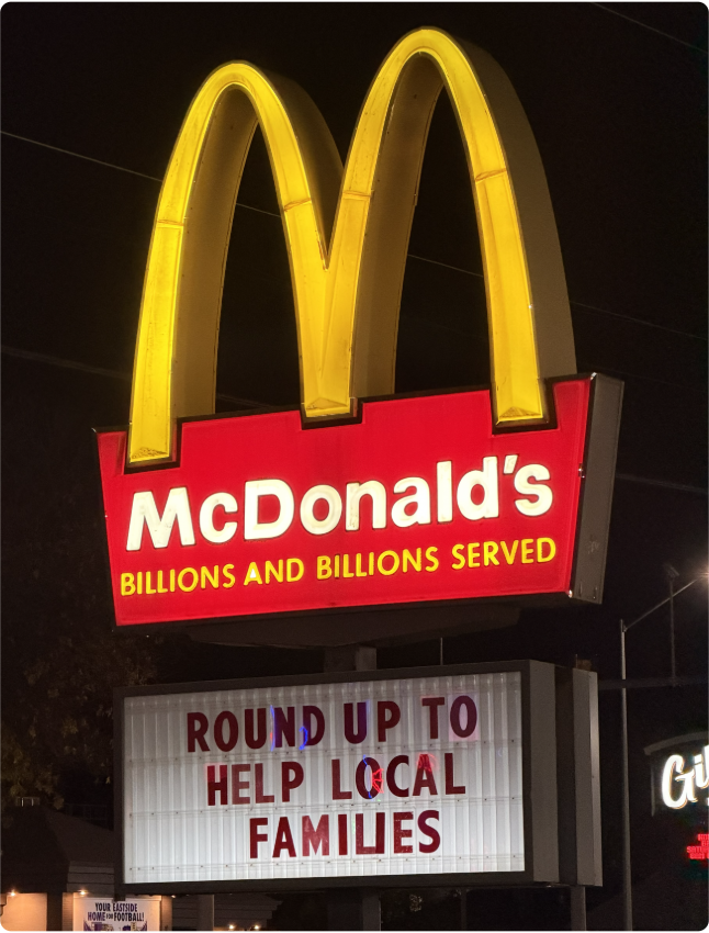 McDonald's Sioux Falls reader board Round Up message